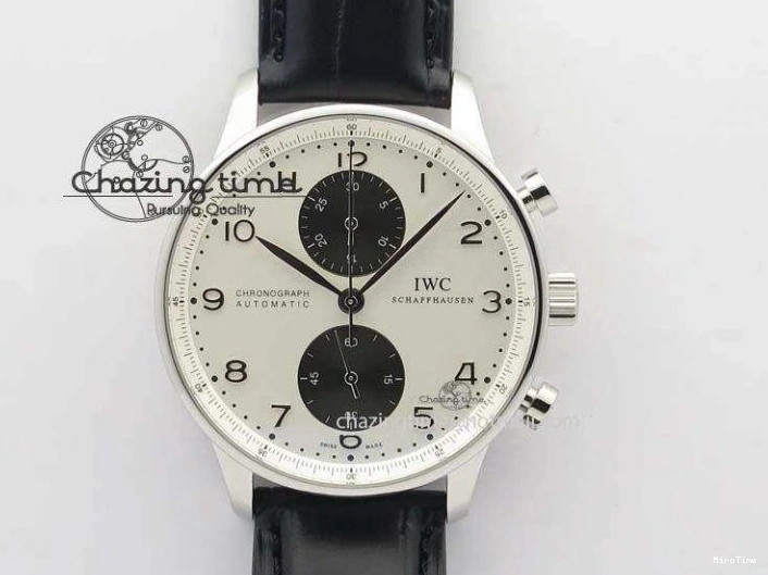 MIROTIME 0209 Portuguese Tourbillon IW504602 RG ZF Best Edition White Dial on Brown Leather Strap Stretchable 7178